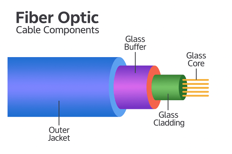 fiber optic cable structure labeled diagram